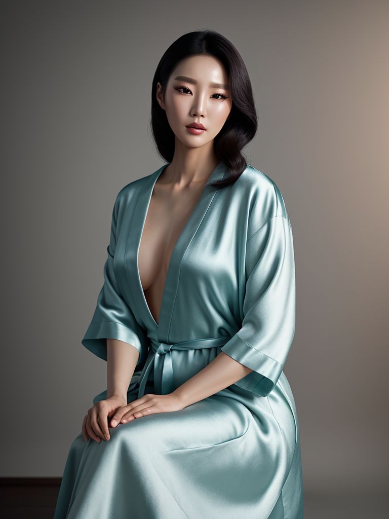 Glamour editorial — Korean glamour in a delicate silk robe