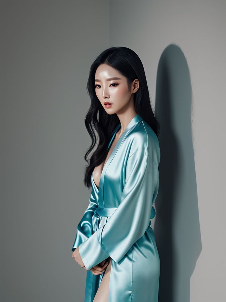 Glamour editorial — Korean glamour in a delicate silk robe