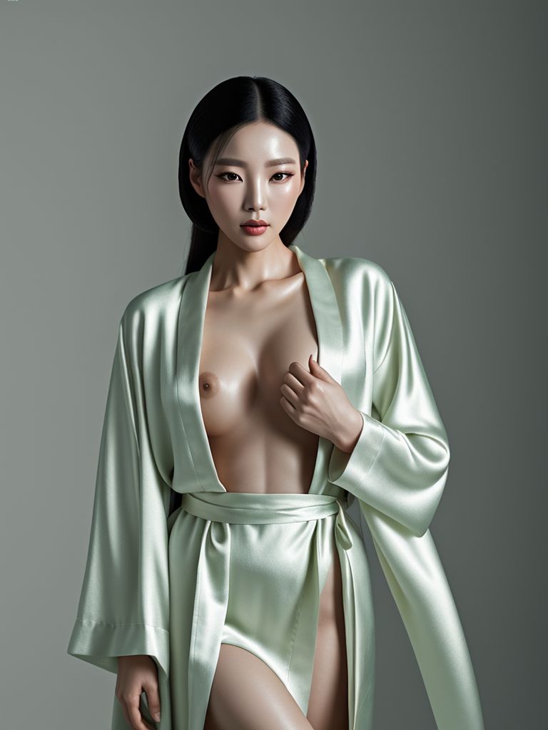 Glamour editorial — Korean glamour in a delicate silk robe