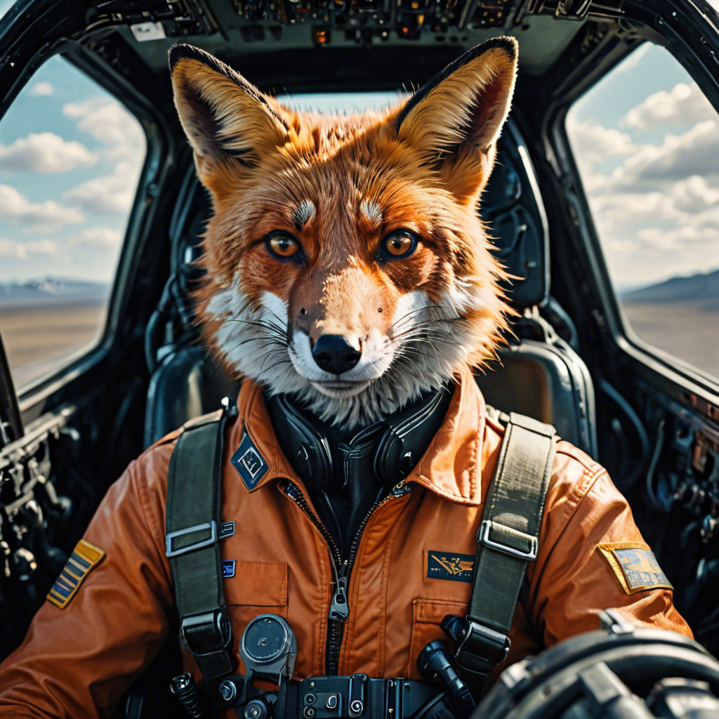 a cinematic portrait of a fox pilot in a cockpit, vivid colors, detailed — image 2