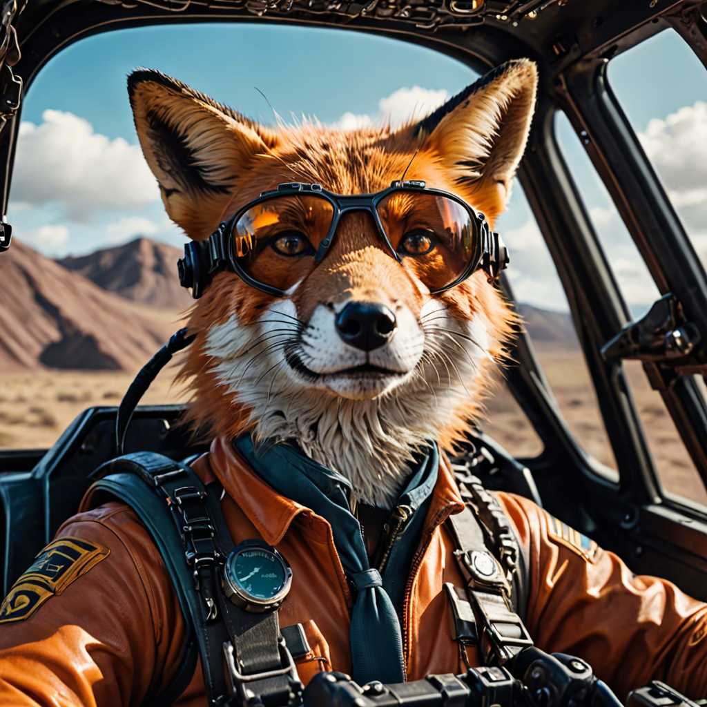 a cinematic portrait of a fox pilot in a cockpit, vivid colors, detailed — image 3