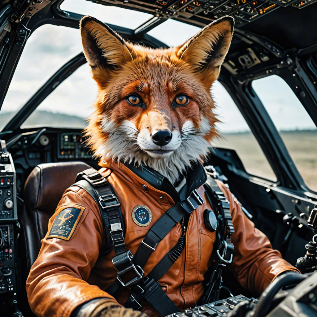a cinematic portrait of a fox pilot in a cockpit, vivid colors, detailed — image 5
