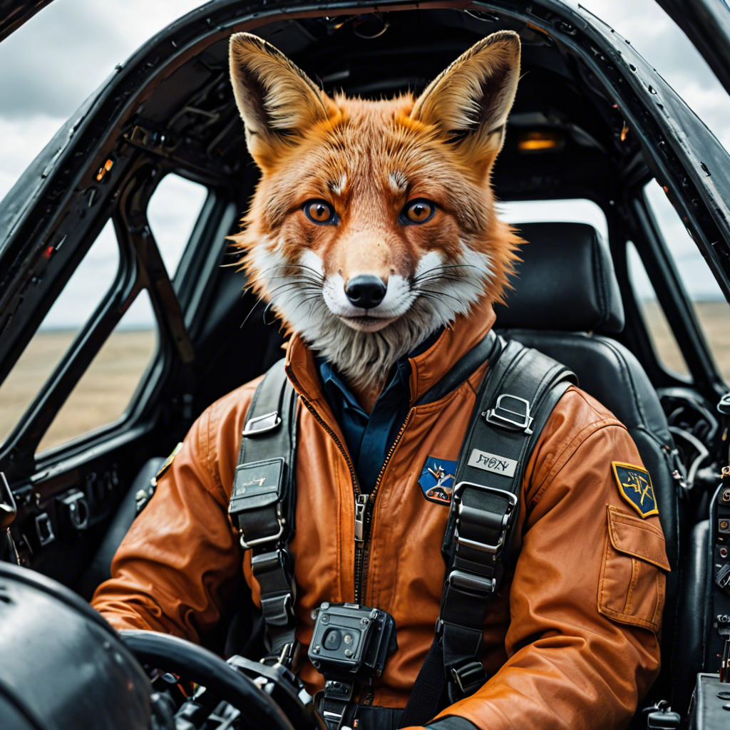 a cinematic portrait of a fox pilot in a cockpit, vivid colors, detailed — image 6