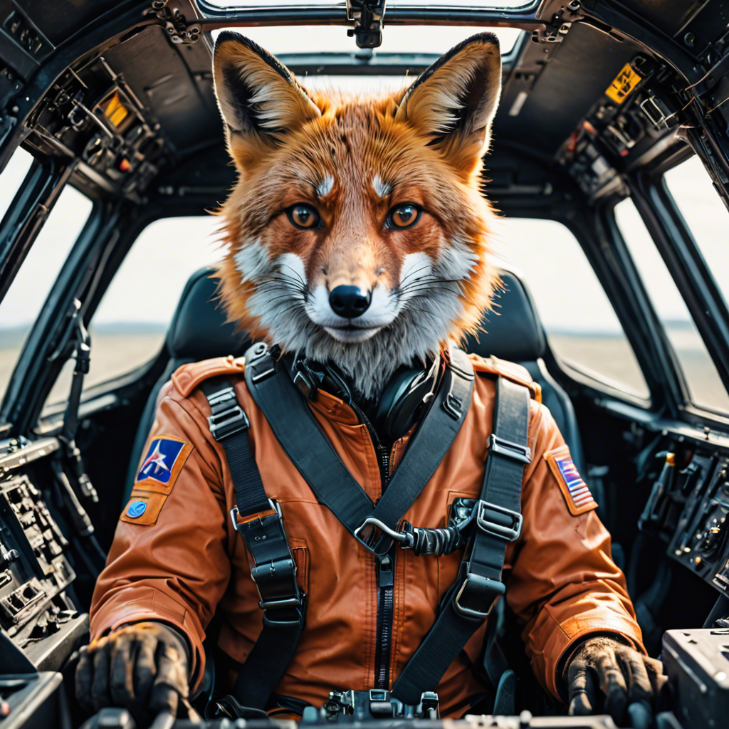 a cinematic portrait of a fox pilot in a cockpit, vivid colors, detailed — image 7