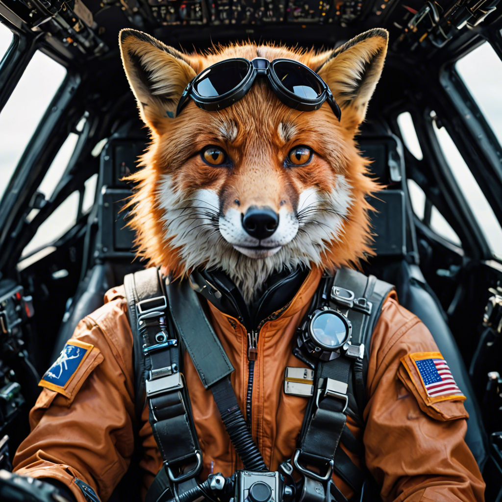 a cinematic portrait of a fox pilot in a cockpit, vivid colors, detailed — image 9