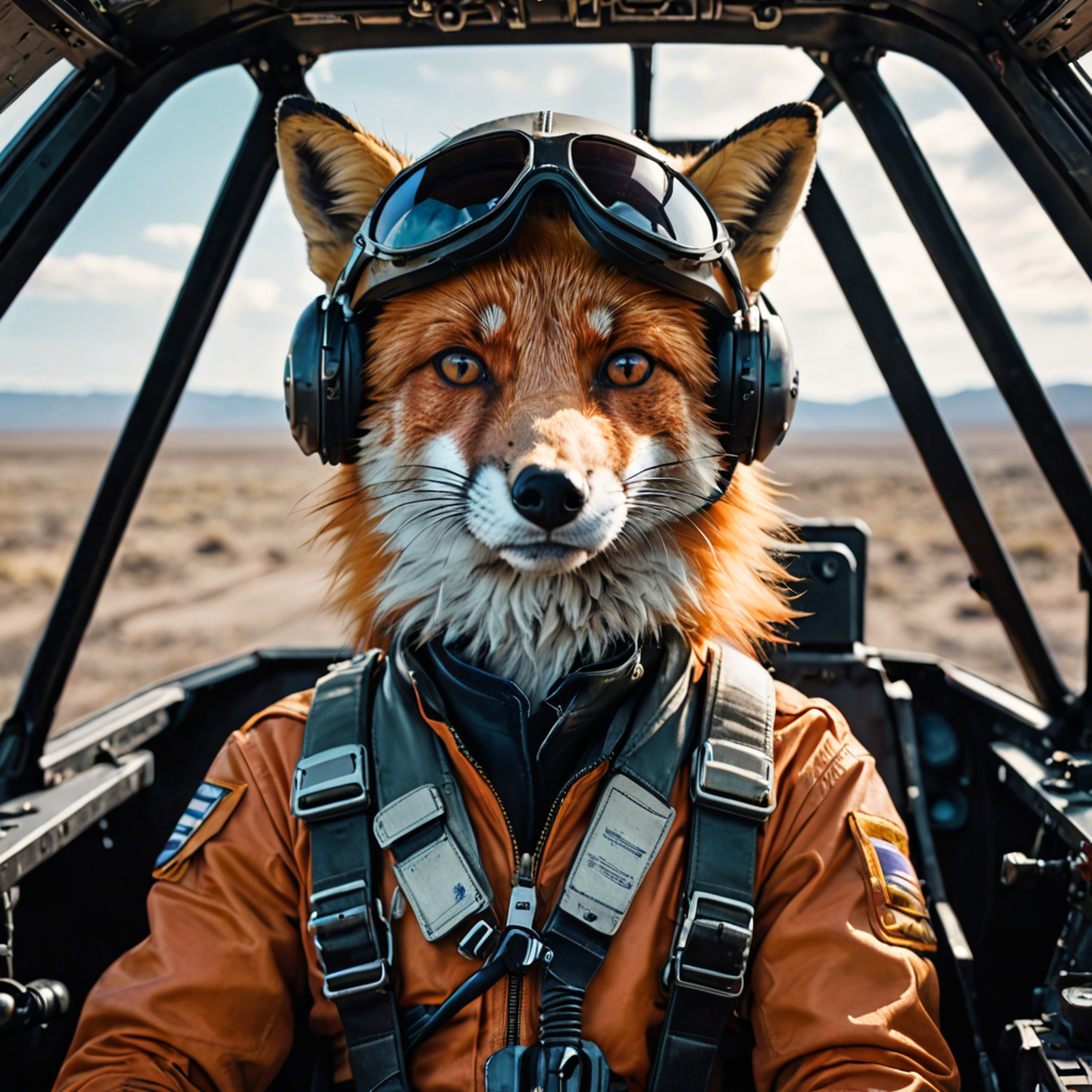 a cinematic portrait of a fox pilot in a cockpit, vivid colors, detailed — image 10
