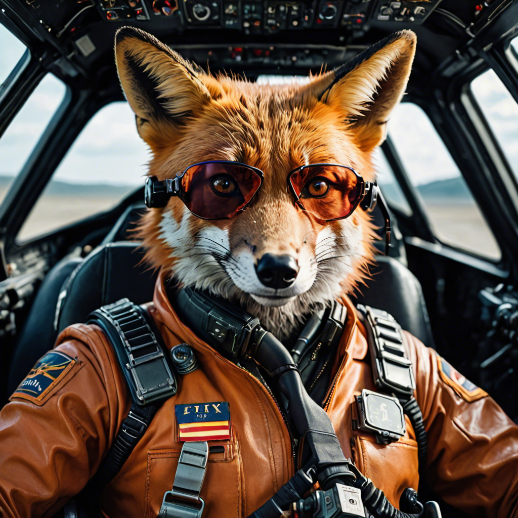 a cinematic portrait of a fox pilot in a cockpit, vivid colors, detailed — image 11