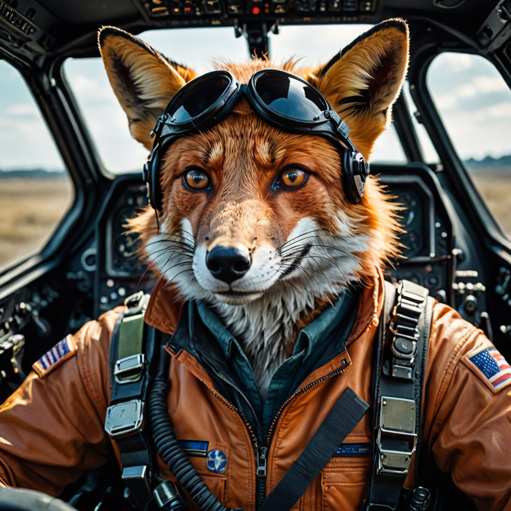 a cinematic portrait of a fox pilot in a cockpit, vivid colors, detailed — image 14