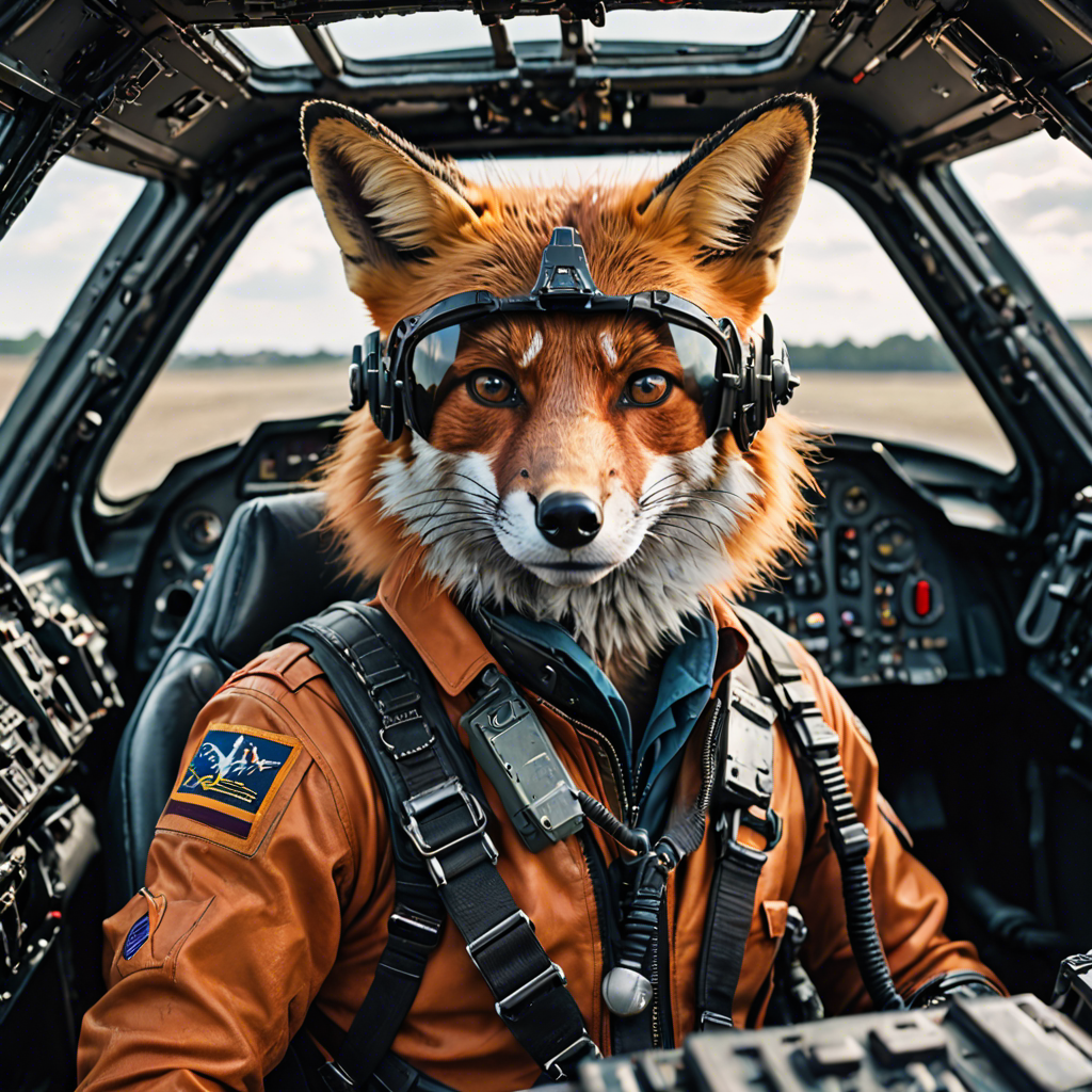 a cinematic portrait of a fox pilot in a cockpit, vivid colors, detailed — image 16