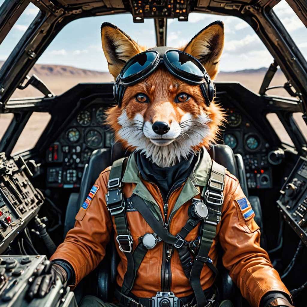 a cinematic portrait of a fox pilot in a cockpit, vivid colors, detailed — image 17
