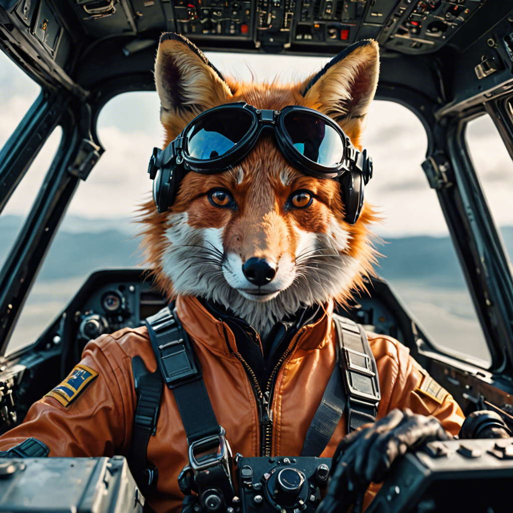 a cinematic portrait of a fox pilot in a cockpit, vivid colors, detailed — image 18