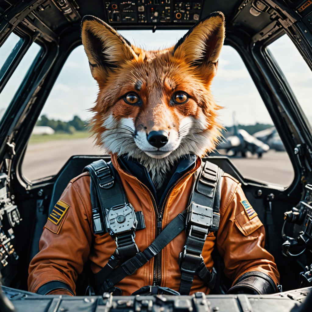 a cinematic portrait of a fox pilot in a cockpit, vivid colors, detailed — image 20