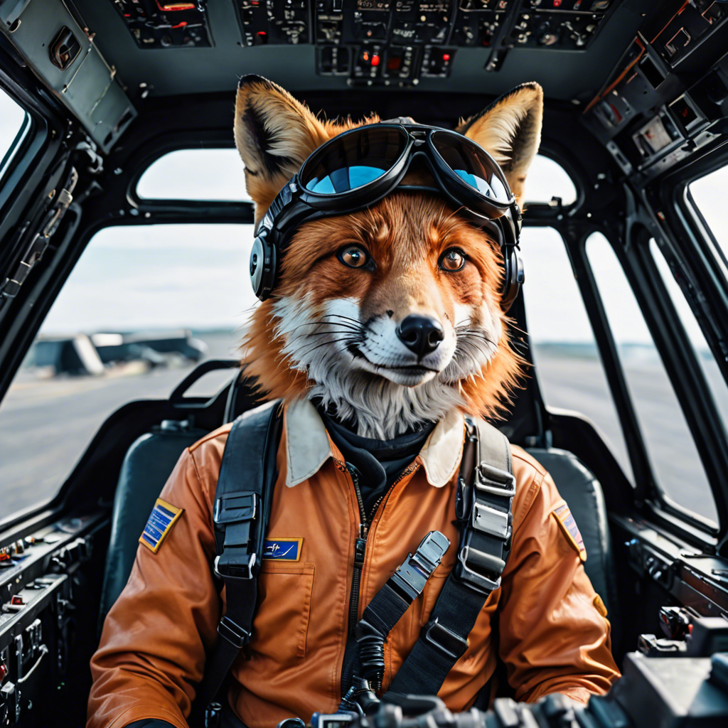 a cinematic portrait of a fox pilot in a cockpit, vivid colors, detailed — image 21