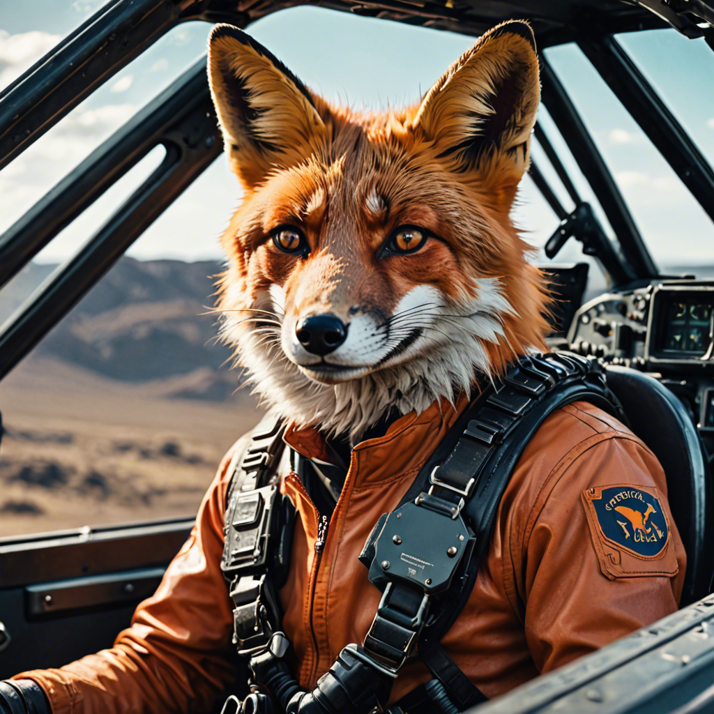 a cinematic portrait of a fox pilot in a cockpit, vivid colors, detailed — image 22