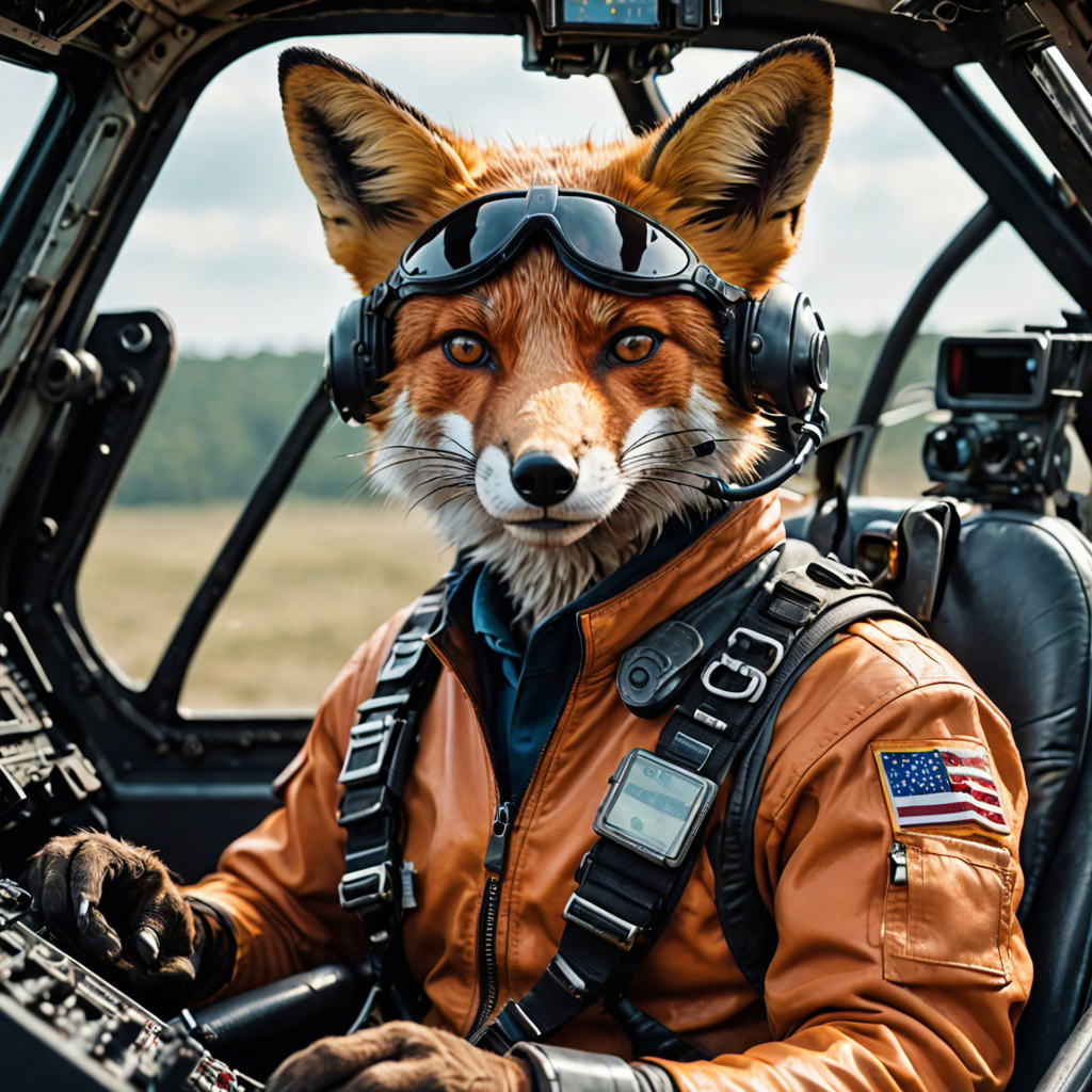 a cinematic portrait of a fox pilot in a cockpit, vivid colors, detailed — image 23
