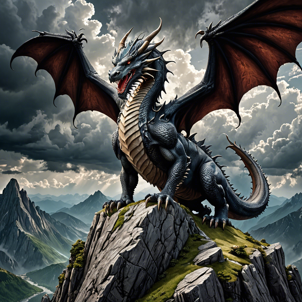 a majestic dragon perched on a mountain peak, storm clouds, epic fantasy, highly detailed — image 4