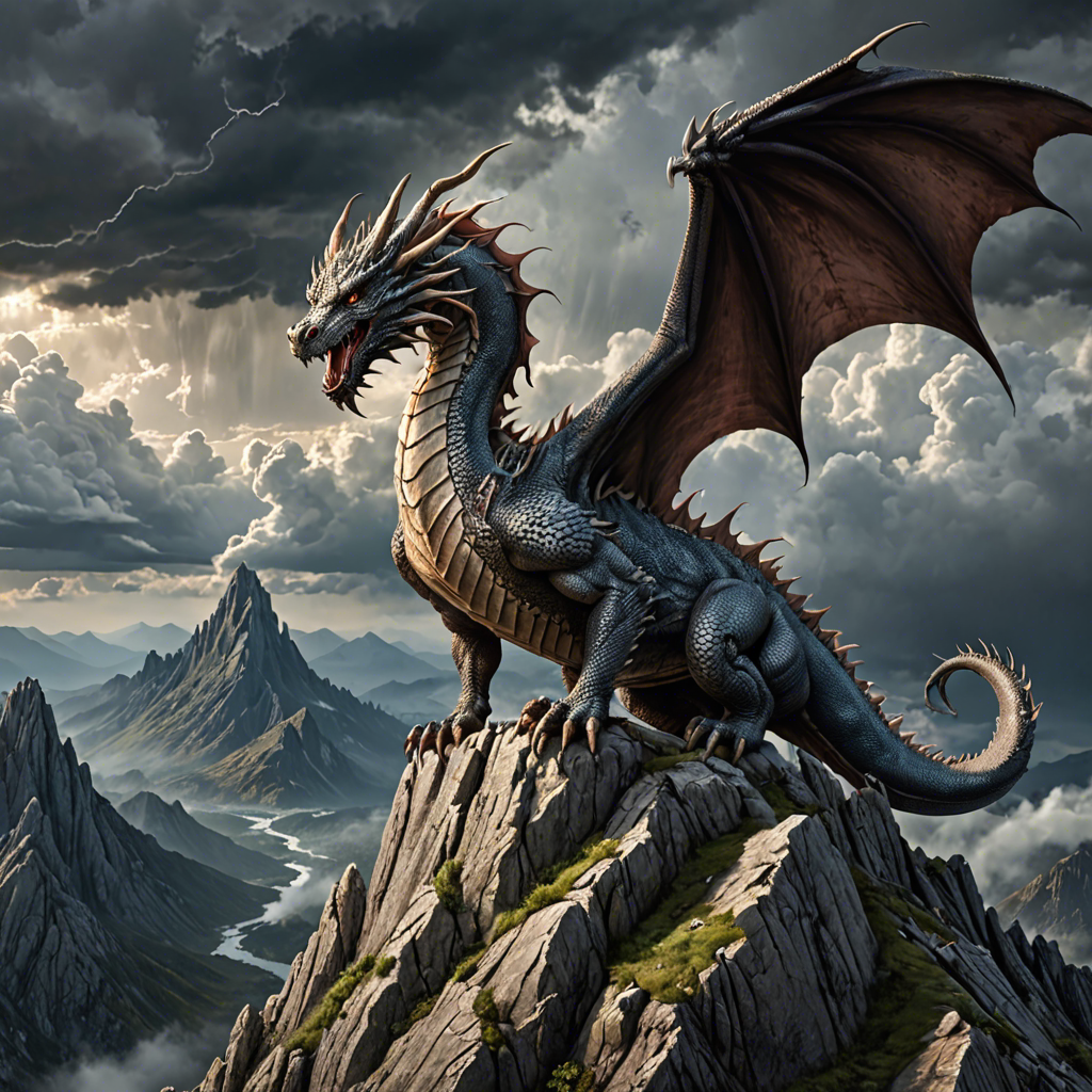 a majestic dragon perched on a mountain peak, storm clouds, epic fantasy, highly detailed — image 5