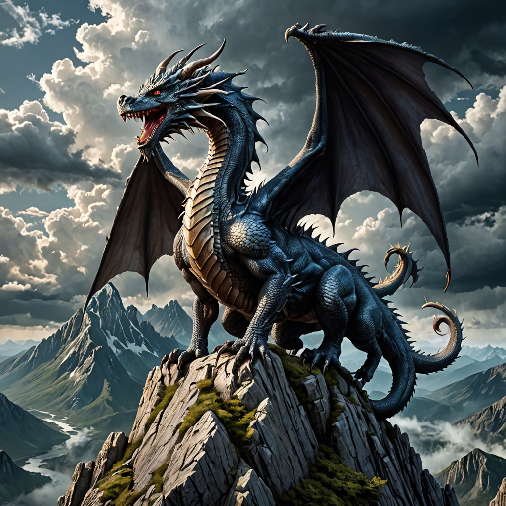 a majestic dragon perched on a mountain peak, storm clouds, epic fantasy, highly detailed — image 6