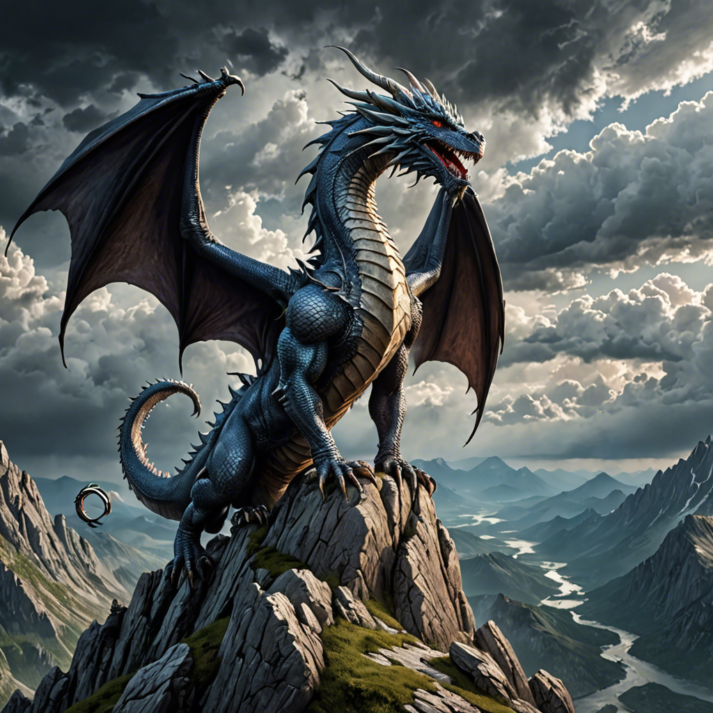 a majestic dragon perched on a mountain peak, storm clouds, epic fantasy, highly detailed — image 9