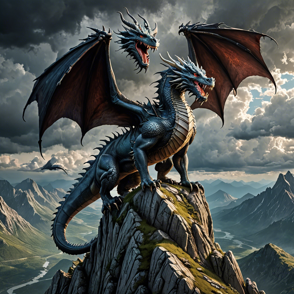 a majestic dragon perched on a mountain peak, storm clouds, epic fantasy, highly detailed — image 10