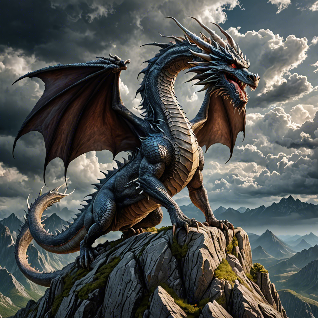 a majestic dragon perched on a mountain peak, storm clouds, epic fantasy, highly detailed — image 11