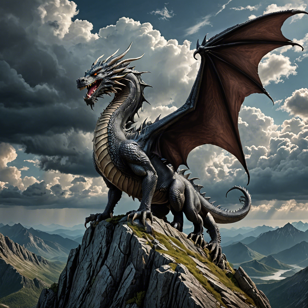 a majestic dragon perched on a mountain peak, storm clouds, epic fantasy, highly detailed — image 13