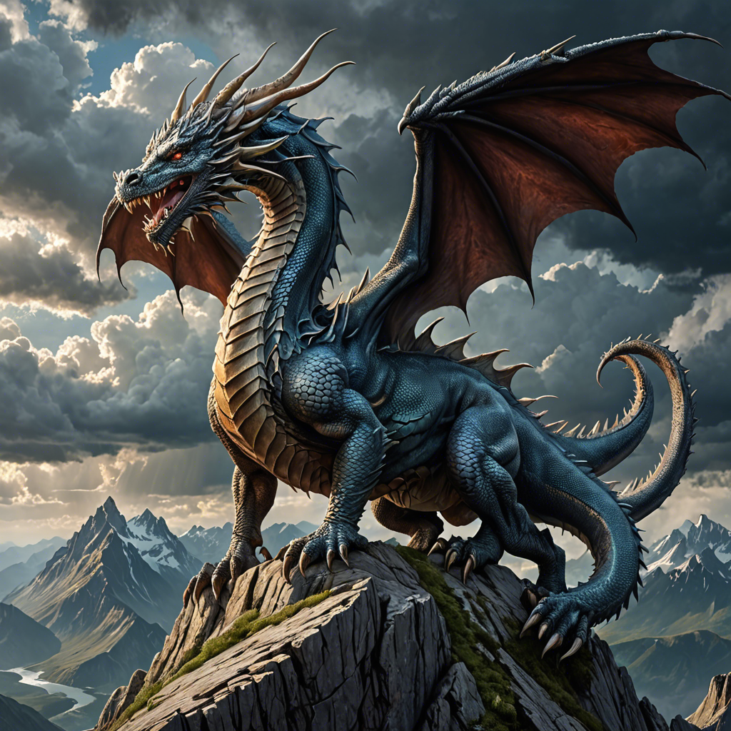 a majestic dragon perched on a mountain peak, storm clouds, epic fantasy, highly detailed — image 14