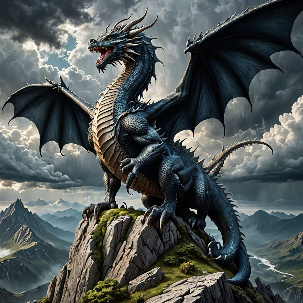 a majestic dragon perched on a mountain peak, storm clouds, epic fantasy, highly detailed — image 15