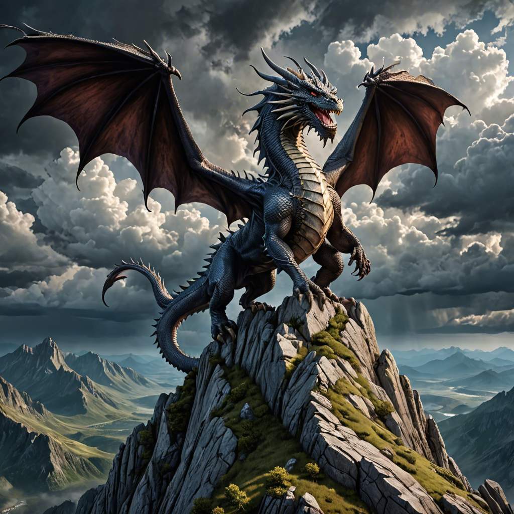 a majestic dragon perched on a mountain peak, storm clouds, epic fantasy, highly detailed — image 16