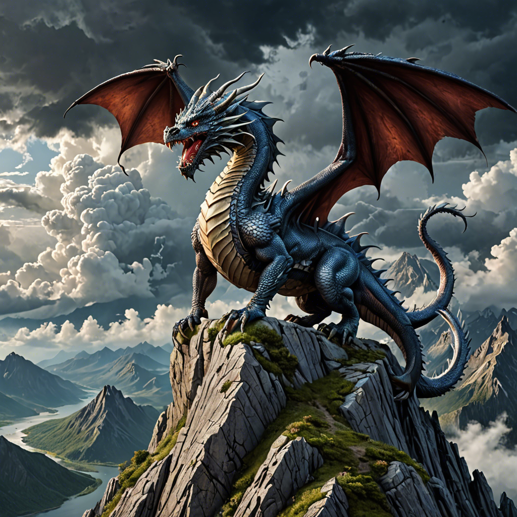 a majestic dragon perched on a mountain peak, storm clouds, epic fantasy, highly detailed — image 17