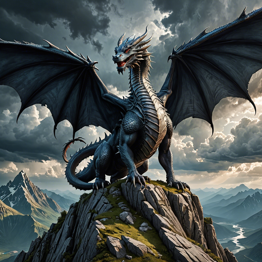 a majestic dragon perched on a mountain peak, storm clouds, epic fantasy, highly detailed — image 18