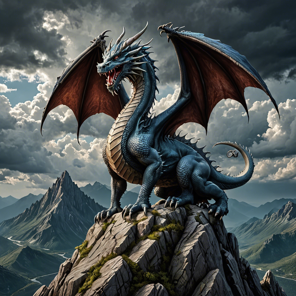 a majestic dragon perched on a mountain peak, storm clouds, epic fantasy, highly detailed — image 21