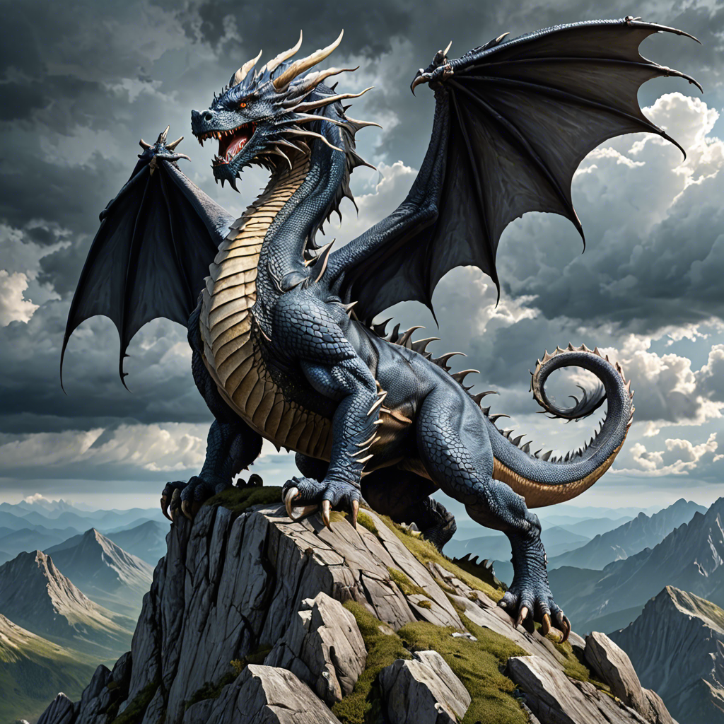a majestic dragon perched on a mountain peak, storm clouds, epic fantasy, highly detailed — image 25