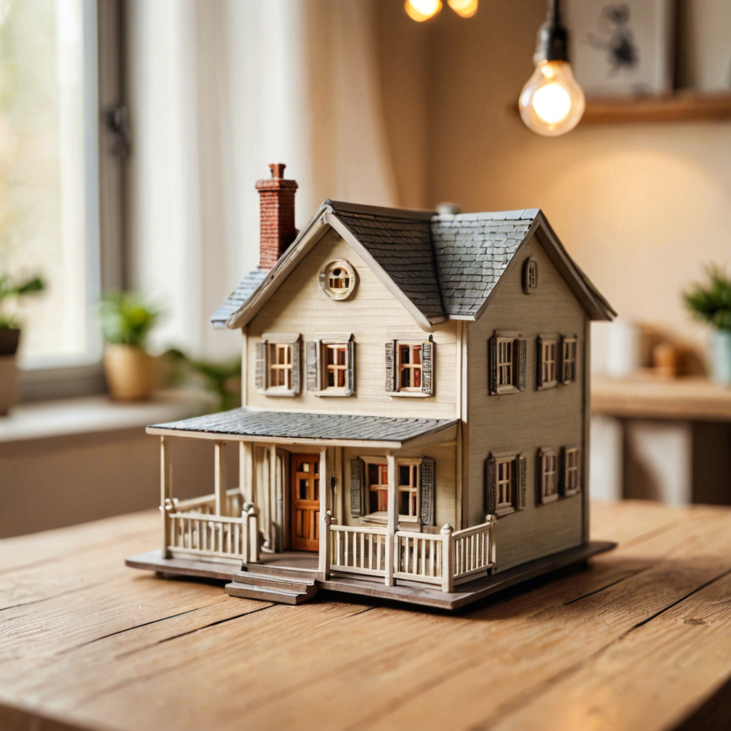 a miniature toy house on a wooden table, dollhouse style, soft studio lighting, tilt shift, detailed — image 2