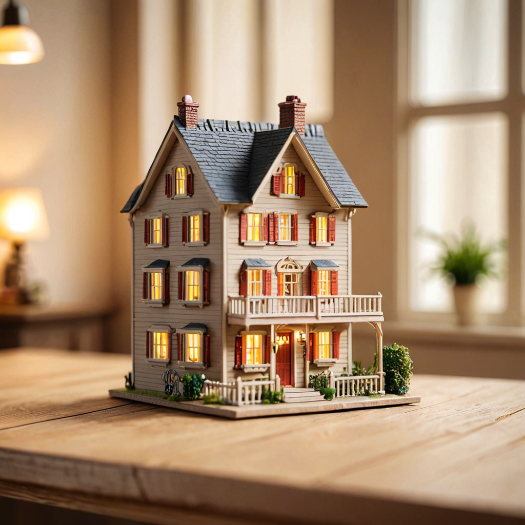 a miniature toy house on a wooden table, dollhouse style, soft studio lighting, tilt shift, detailed — image 3