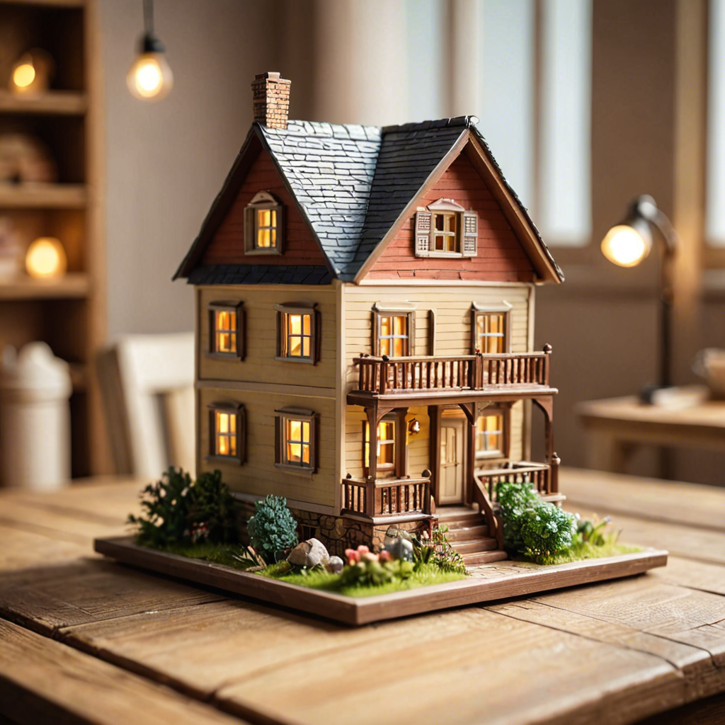 a miniature toy house on a wooden table, dollhouse style, soft studio lighting, tilt shift, detailed — image 4