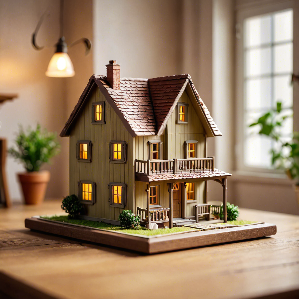 a miniature toy house on a wooden table, dollhouse style, soft studio lighting, tilt shift, detailed — image 5