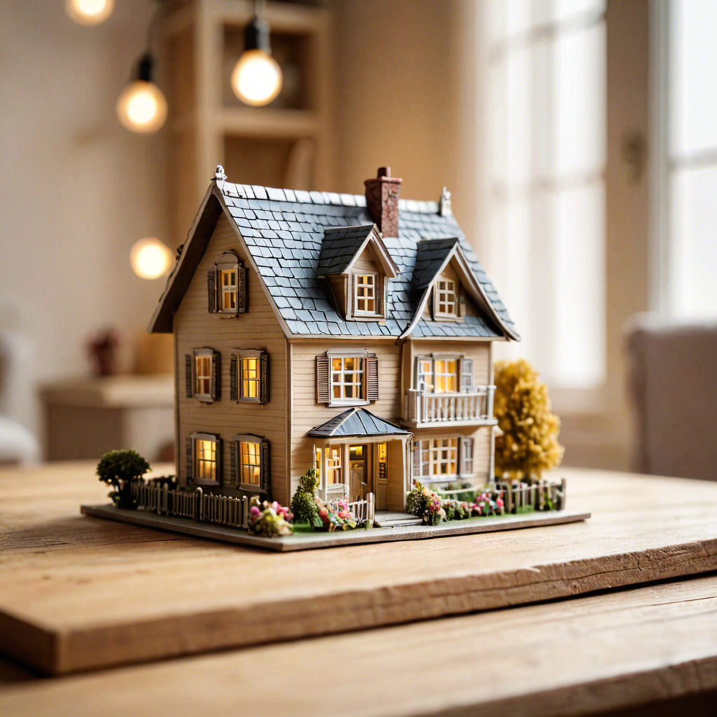 a miniature toy house on a wooden table, dollhouse style, soft studio lighting, tilt shift, detailed — image 7