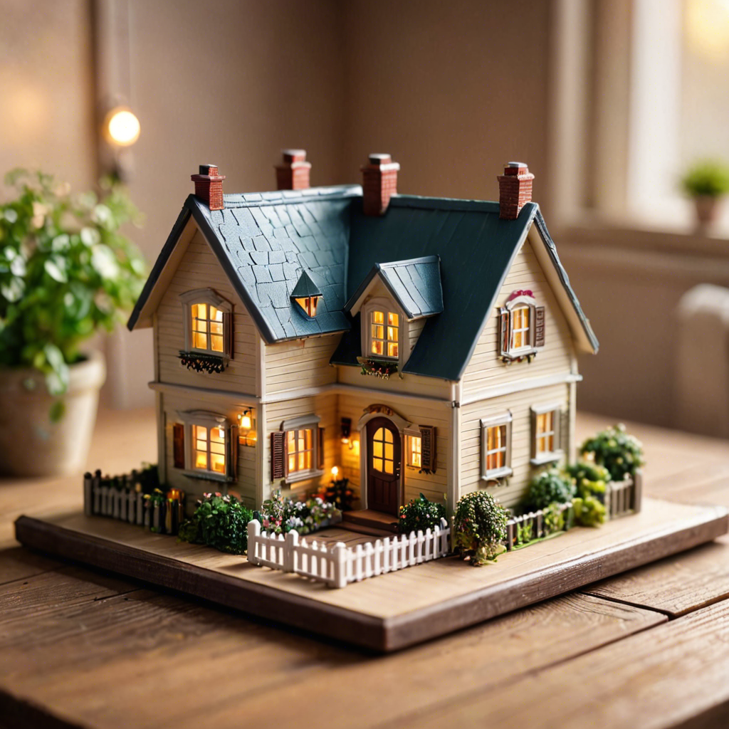 a miniature toy house on a wooden table, dollhouse style, soft studio lighting, tilt shift, detailed — image 8