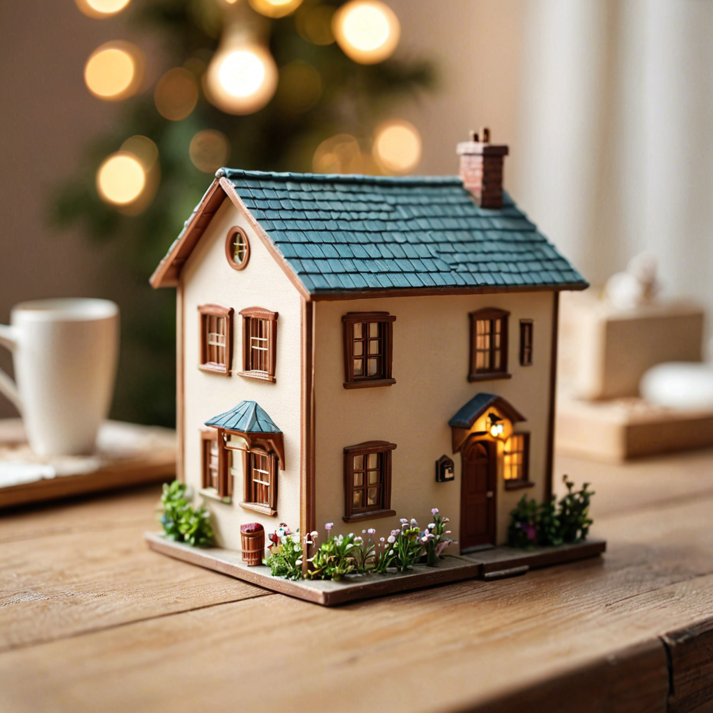 a miniature toy house on a wooden table, dollhouse style, soft studio lighting, tilt shift, detailed — image 11