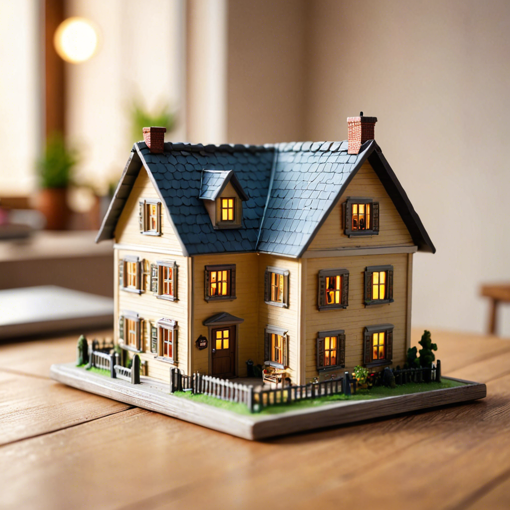 a miniature toy house on a wooden table, dollhouse style, soft studio lighting, tilt shift, detailed — image 12