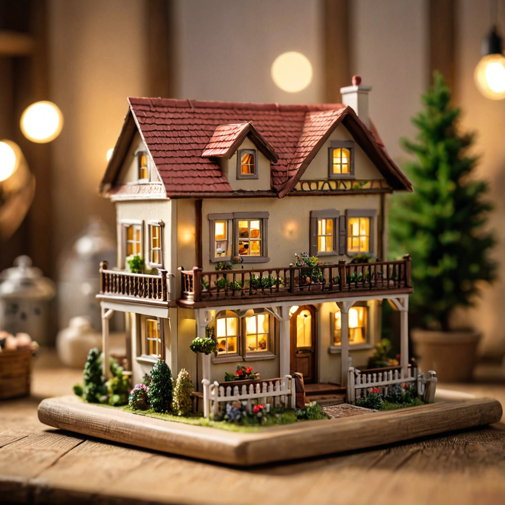 a miniature toy house on a wooden table, dollhouse style, soft studio lighting, tilt shift, detailed — image 18