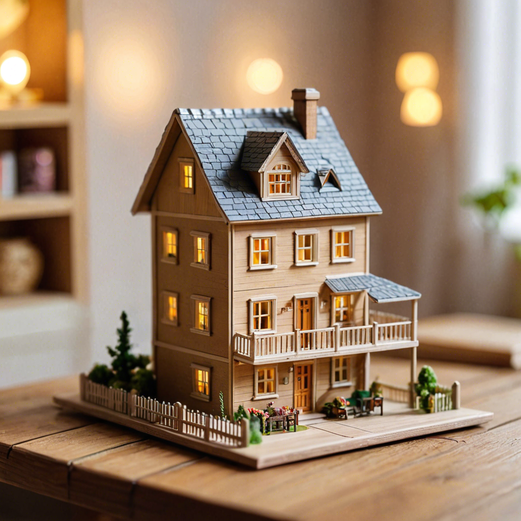 a miniature toy house on a wooden table, dollhouse style, soft studio lighting, tilt shift, detailed — image 20