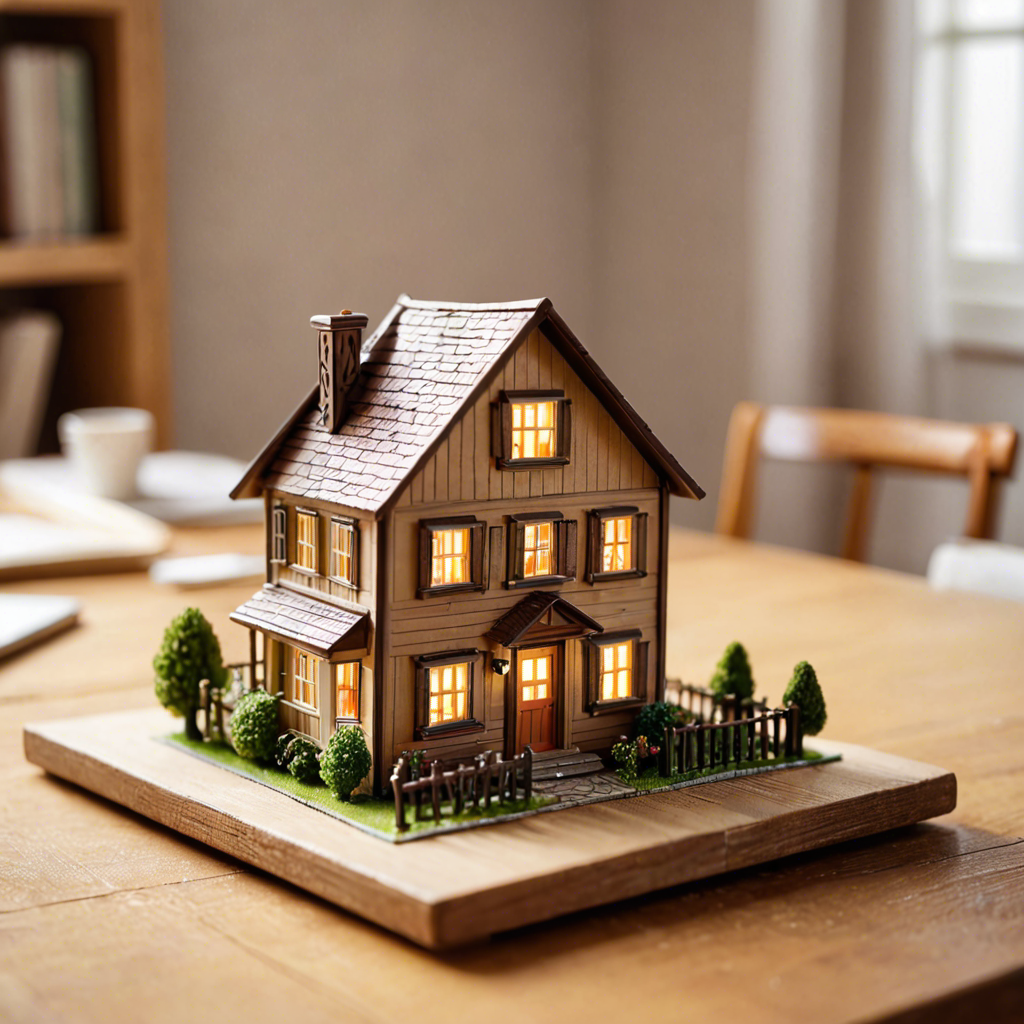 a miniature toy house on a wooden table, dollhouse style, soft studio lighting, tilt shift, detailed — image 21