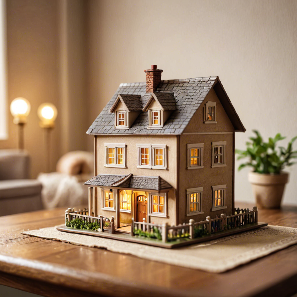 a miniature toy house on a wooden table, dollhouse style, soft studio lighting, tilt shift, detailed — image 25
