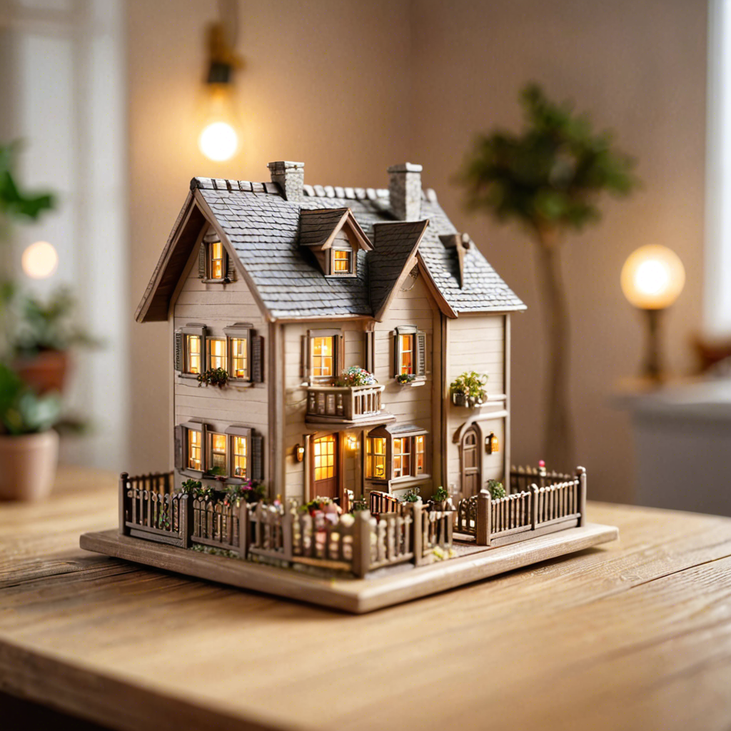 a miniature toy house on a wooden table, dollhouse style, soft studio lighting, tilt shift, detailed — image 2