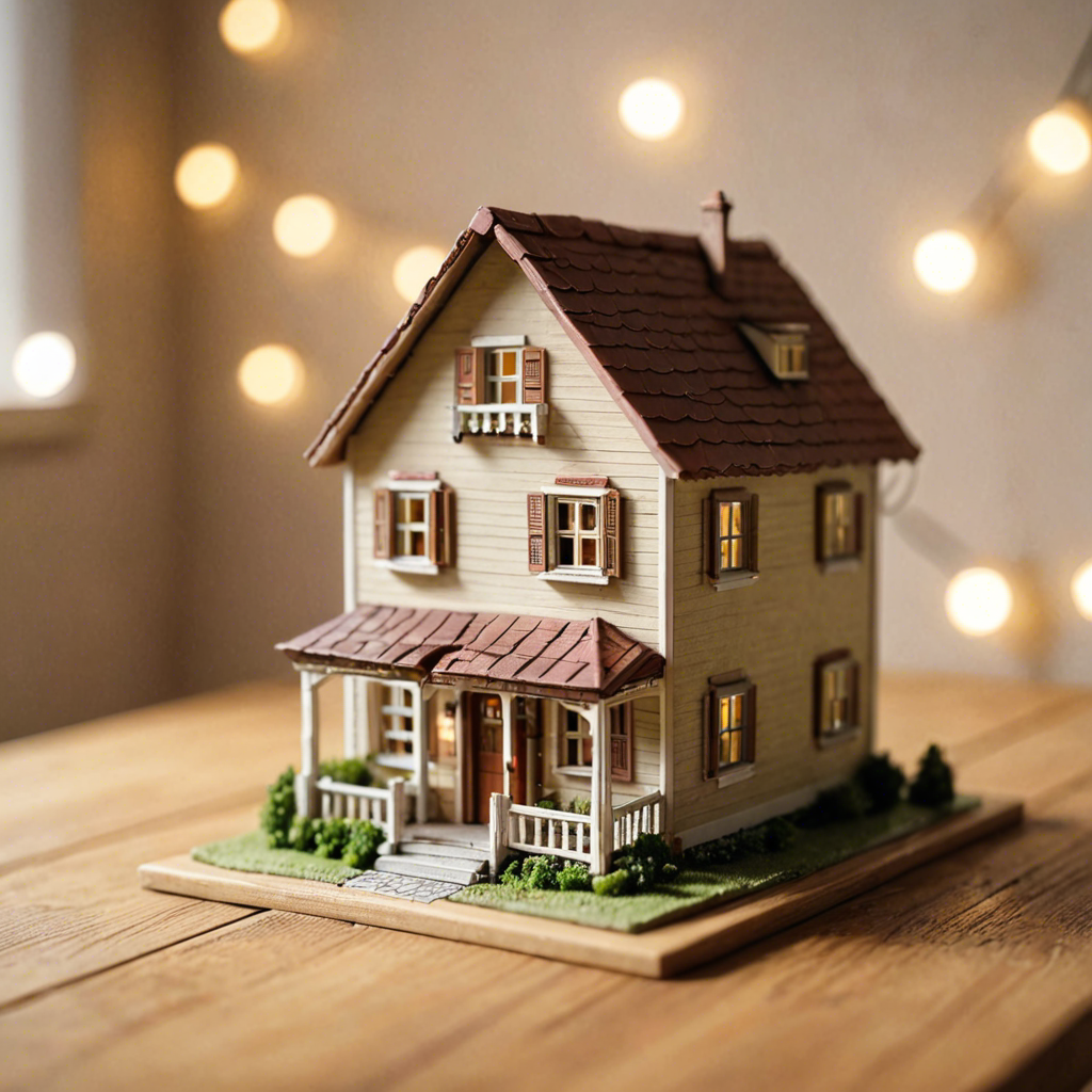 a miniature toy house on a wooden table, dollhouse style, soft studio lighting, tilt shift, detailed — image 3