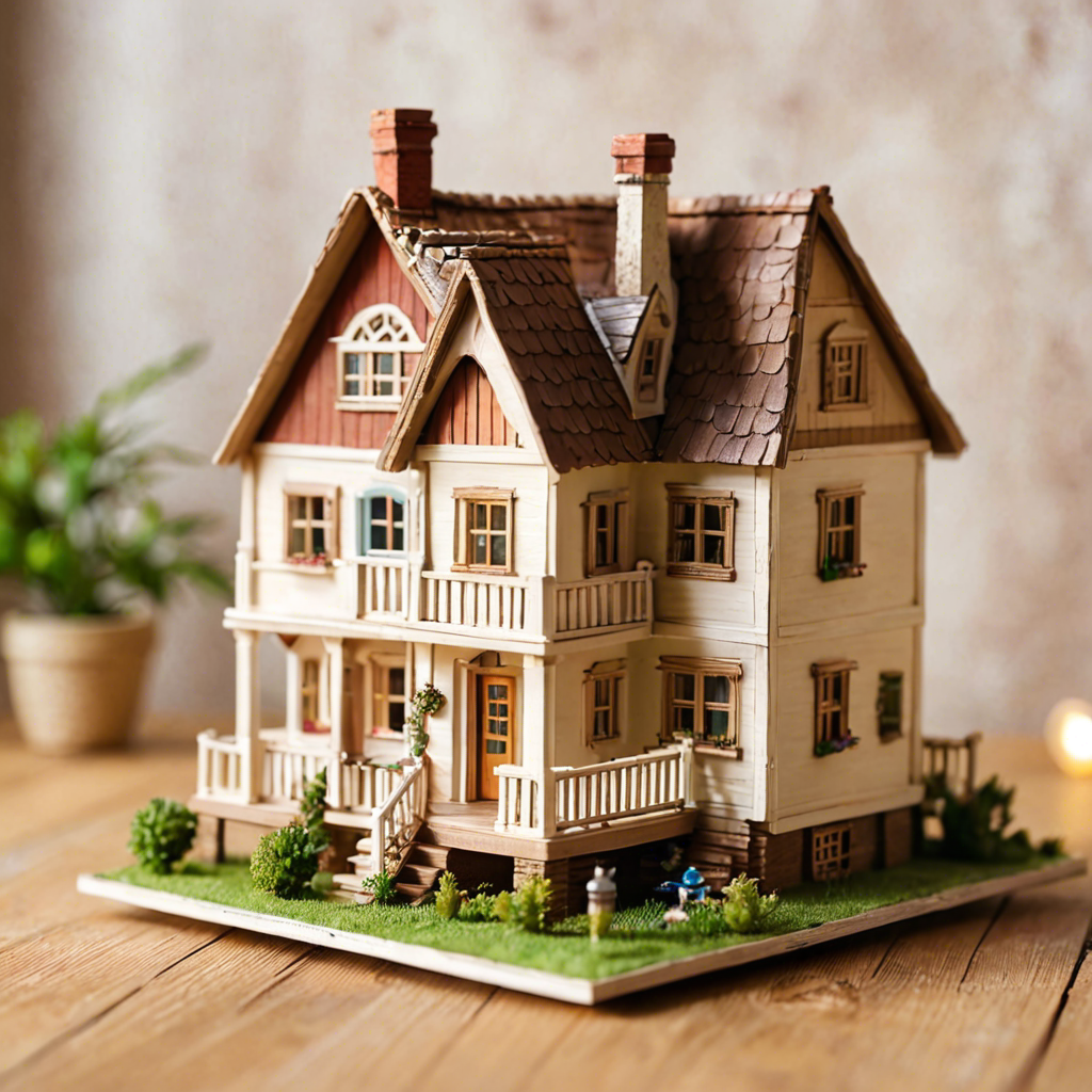 a miniature toy house on a wooden table, dollhouse style, soft studio lighting, tilt shift, detailed — image 4