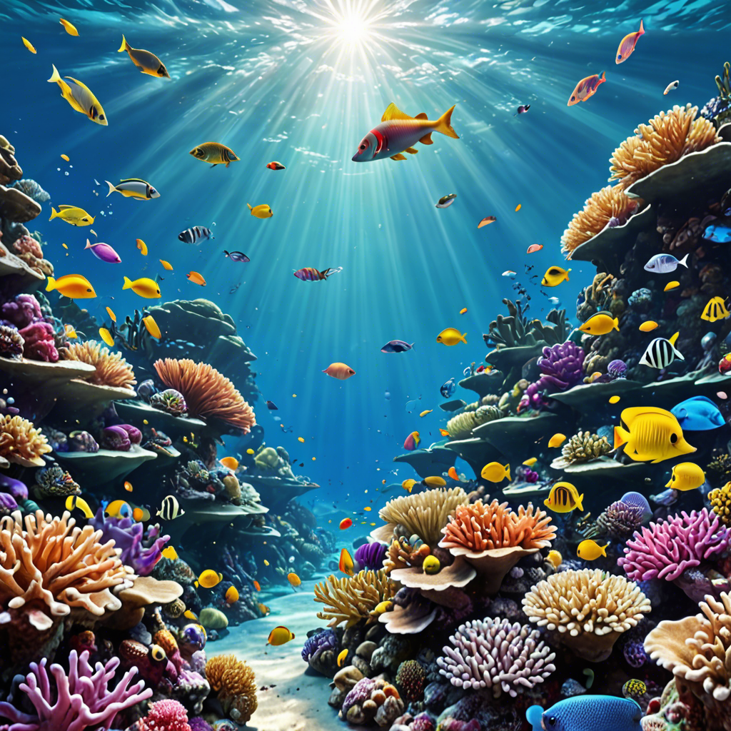 an underwater coral reef teeming with colorful fish, sunlight rays, vivid colors, detailed — image 3