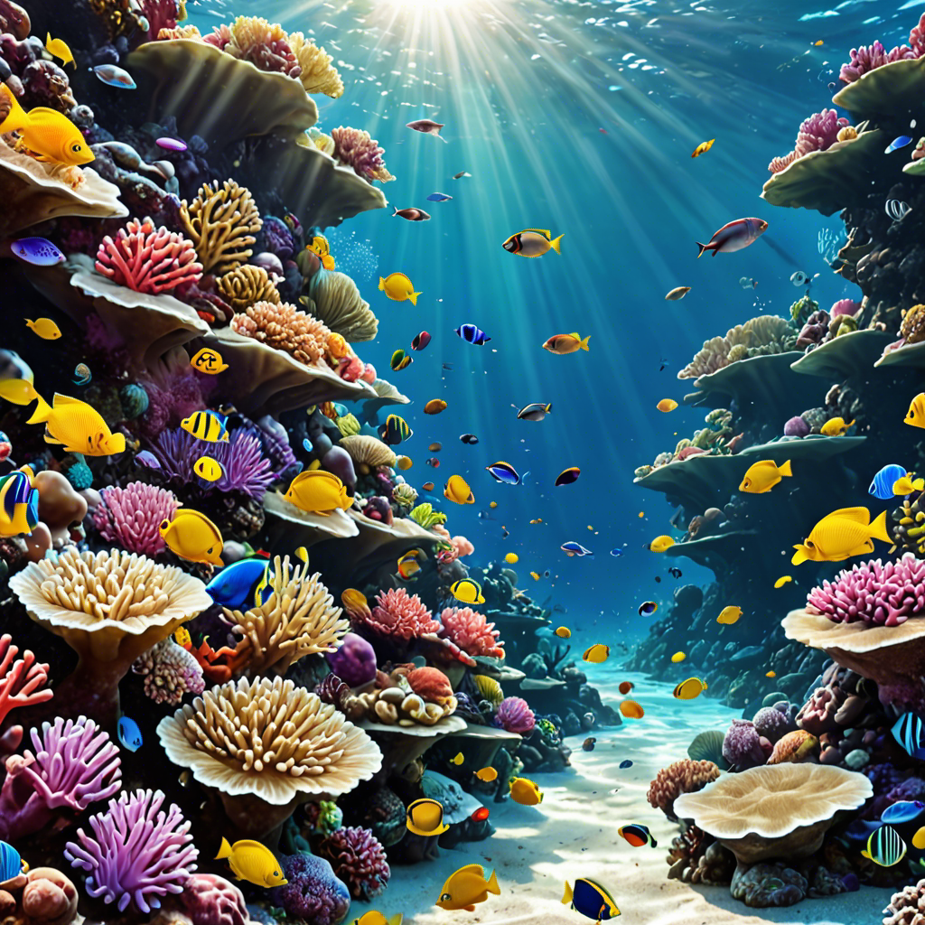 an underwater coral reef teeming with colorful fish, sunlight rays, vivid colors, detailed — image 4